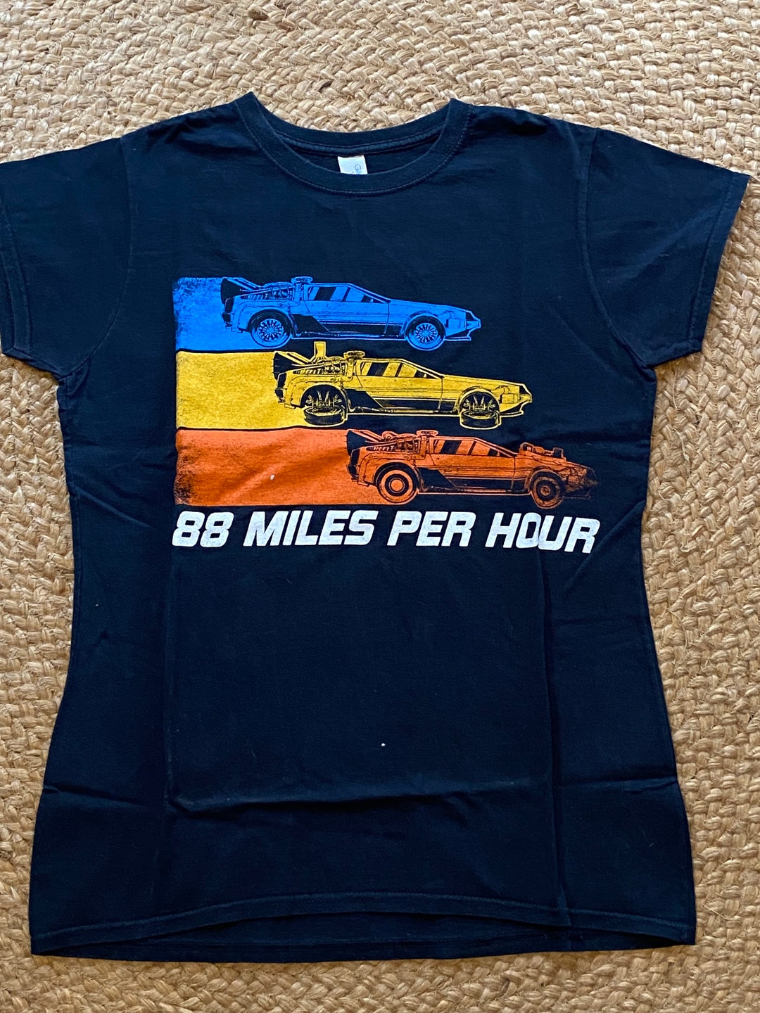 Back to the Future 88 Miles an Hour De Lorean Black Gildan T Shirt the Delorean Tee Womens Large