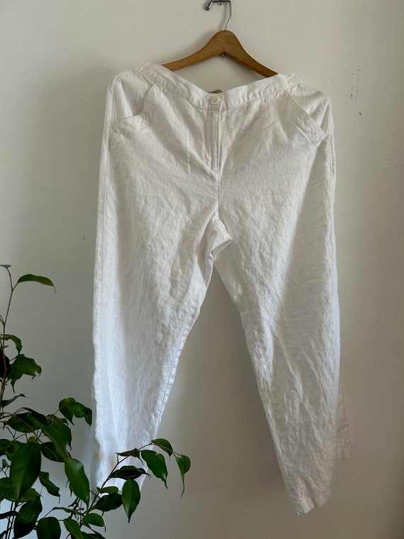 Vintage White Linen Pants 100% linen size 6 LL Bea