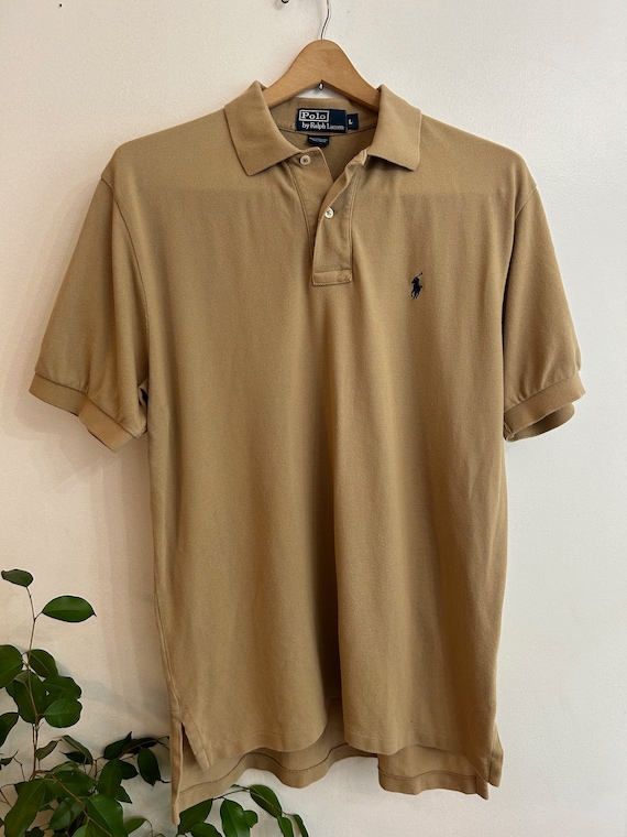 VINTAGE ralph lauren polo beige men's size large p