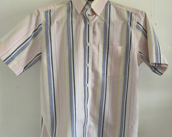 Vintage shirt pastel stripe button up shirt women's vintage clothing spring shirt