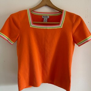 Vintage top orange womens vintage shirt petite