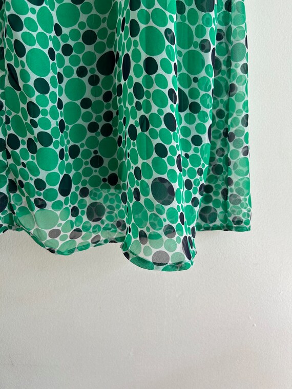 VINTAGE skirt elastic and zipper waist green polk… - image 8