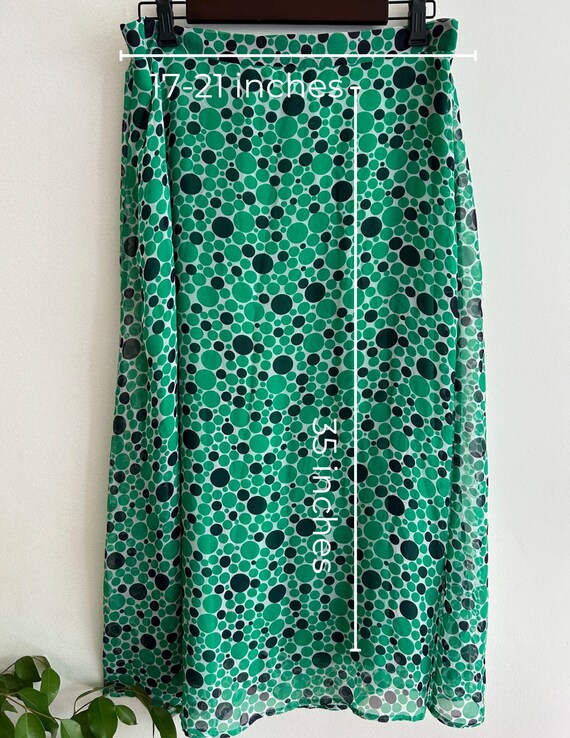 VINTAGE skirt elastic and zipper waist green polk… - image 3
