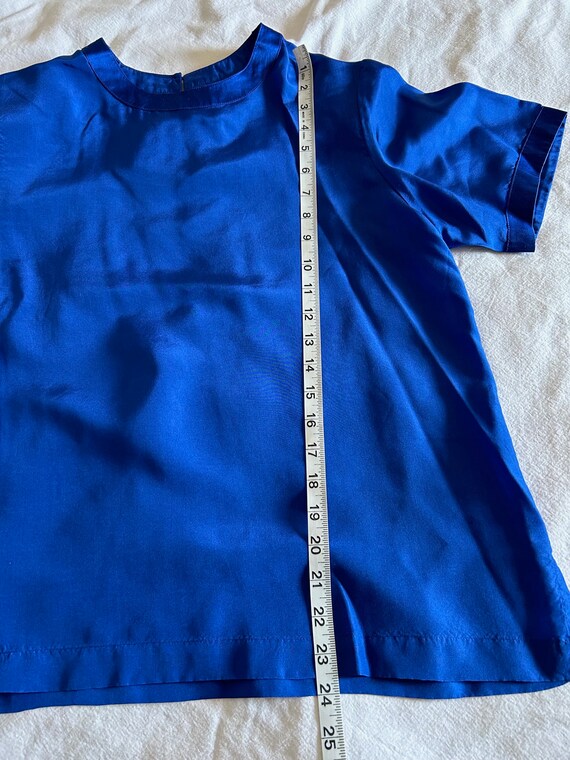VINTAGE silk blouse blue shirt women's vintage sh… - image 3