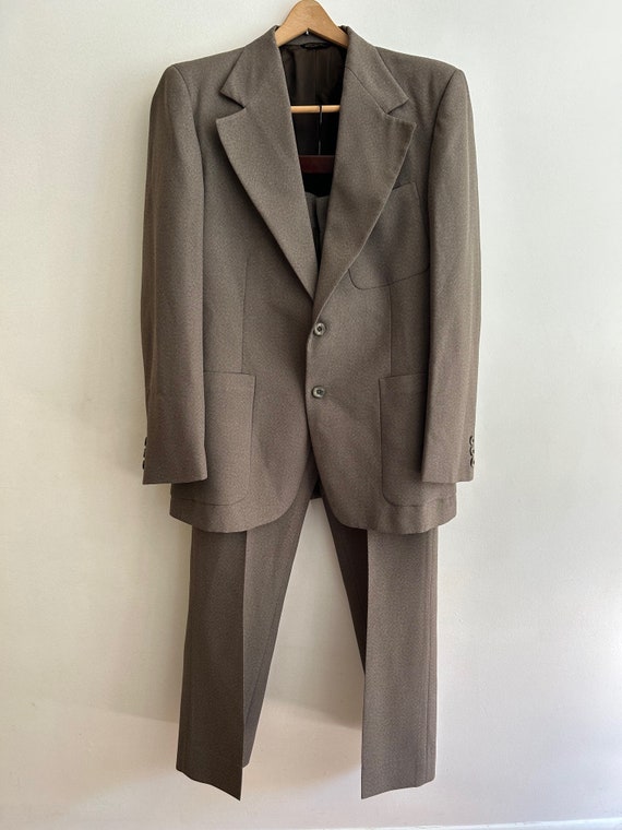 VINTAGE 70's suit taupe two-piece blazer and slack