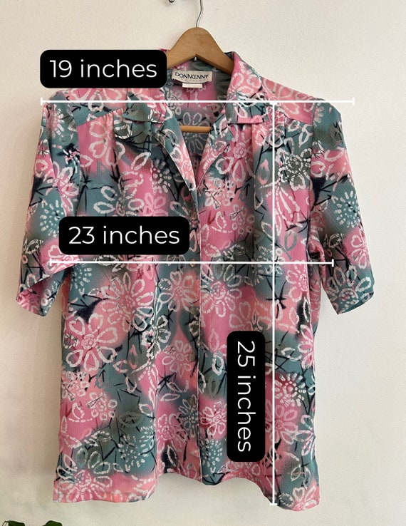 VINTAGE button up blouse pink floral size large w… - image 8