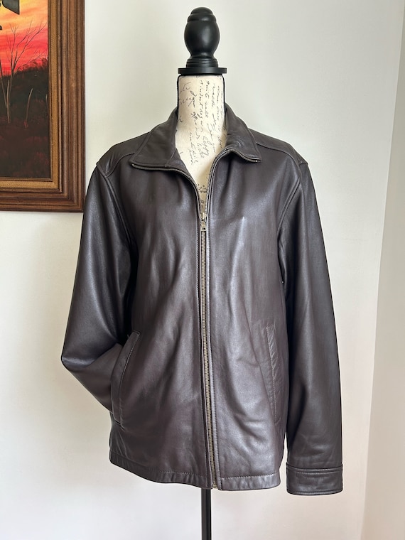VINTAGE leather coat zipper from men's size mediu… - image 1