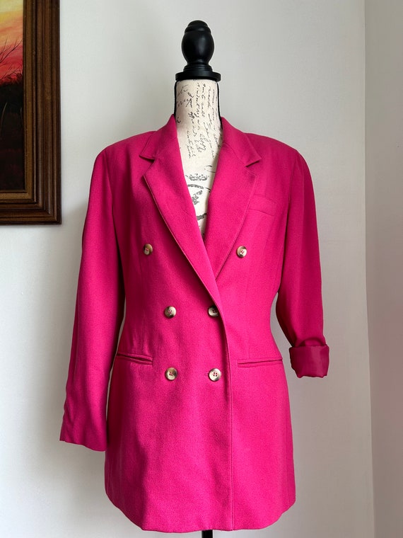 VINTAGE hot pink blazer womens vintage blazer long