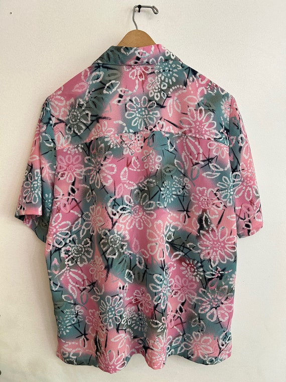 VINTAGE button up blouse pink floral size large w… - image 3
