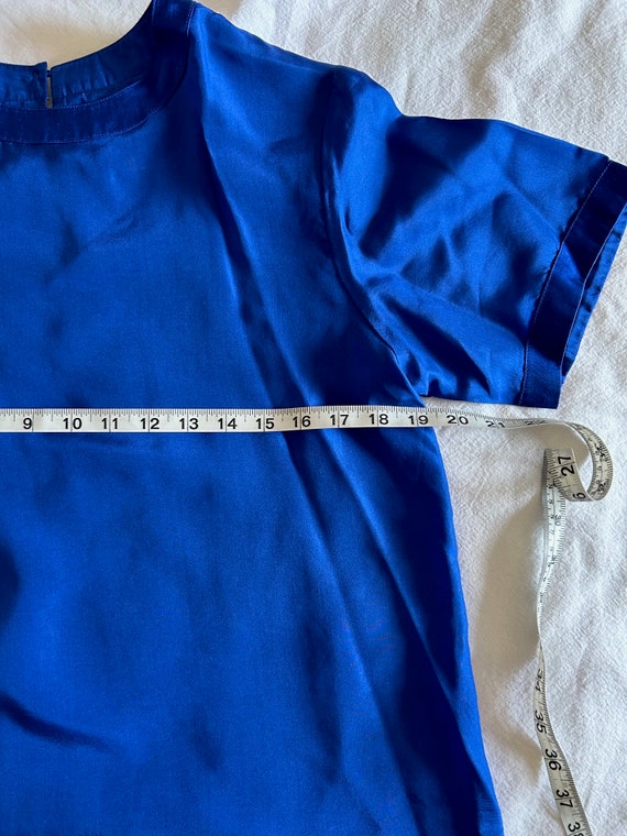 VINTAGE silk blouse blue shirt women's vintage sh… - image 4