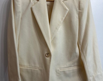 VINTAGE Blazer Creme ein Knopf aus weißer Wolle Blazer 90er Jahre Damenjacke Größe 10