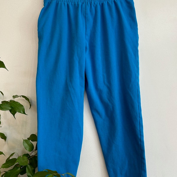 VINTAGE sweat pants blue 80's sweats pleated front pocket sweats size large