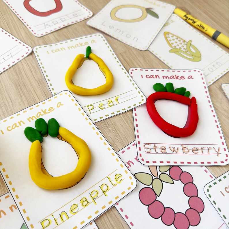 Fruits Playdough Mats. Printable Toddler, Preschool Educational