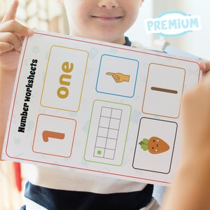 Preschool Number Worksheets, Printable Counting Practice, Preschool Curriculum, Homeschool Montessori Materials, Preschool Learning Folder