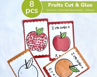 Preschool Printables, Cut And Glue, Printable Fruits Activity, Preschool Curriculum, Homeschool Montessori Materials, Preschool Learning