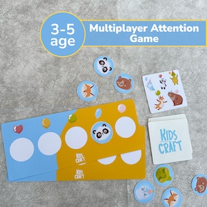Lernspiel für mehrere Spieler - Aufmerksamkeitsentwicklungsspiel - Tier- und Ballon-Matching-Karten - Mentales Wachstum und Spaß - Montessori-Materialien