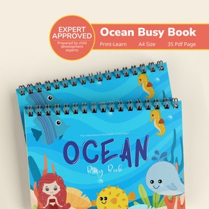Toddler Busy Book, Ocean Printable Preschool Activities, Homeschool Montessori Materials, Learning Binder Activity, Preschool Curriculum
