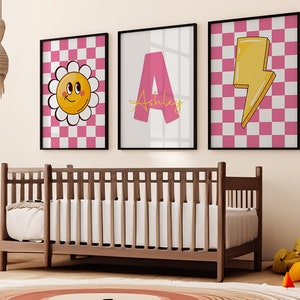 Arte della parete della camera delle ragazze, arte della parete personalizzata, set di 3 arte della scuola materna, arte della parete della piccola principessa, arte della parete della scuola materna stampabile, regalo per la doccia per bambini