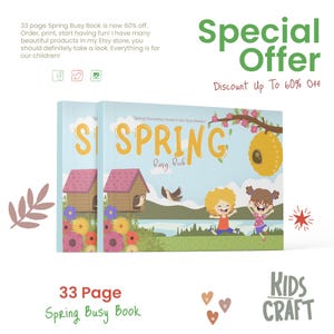 Spring Toddler Busy Book, Printable Preschool Activities, Homeschool Montessori Worksheets, Kids Learning Binder Activity, Activity Book