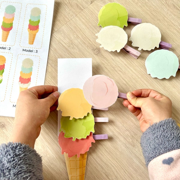 Preschool Ice Cream Activity, Printable Color Practice, Preschool Curriculum, Homeschool Montessori Materials, Preschool Learning Folder