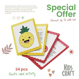 Preschool Printable, Preschool Montessori Printable Fruits Cards,Fruits Classroom Decor,Teacher Printable Materials, Fruits Card,Homeschool