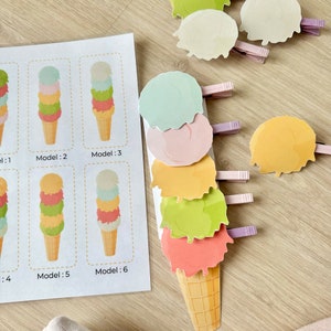 Attività sul gelato prescolare, Pratica del colore stampabile, Curriculum prescolare, Materiali Montessori per la scuola materna, Cartella di apprendimento prescolare immagine 6