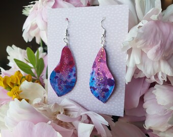 Hand Painted Watercolor Paper Earrings