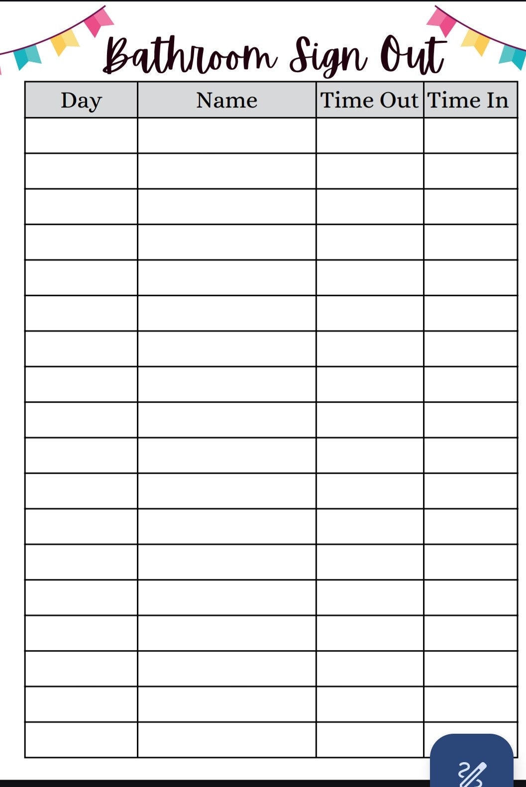 Free Printable Bathroom Sign Out Sheet For Classroom Free Printable Bathroom Sign Out Sheet For Classroom