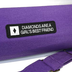Diamonds Are A Girl's Best Friend Bag Tag or Patch, Embroidered, Custom Name