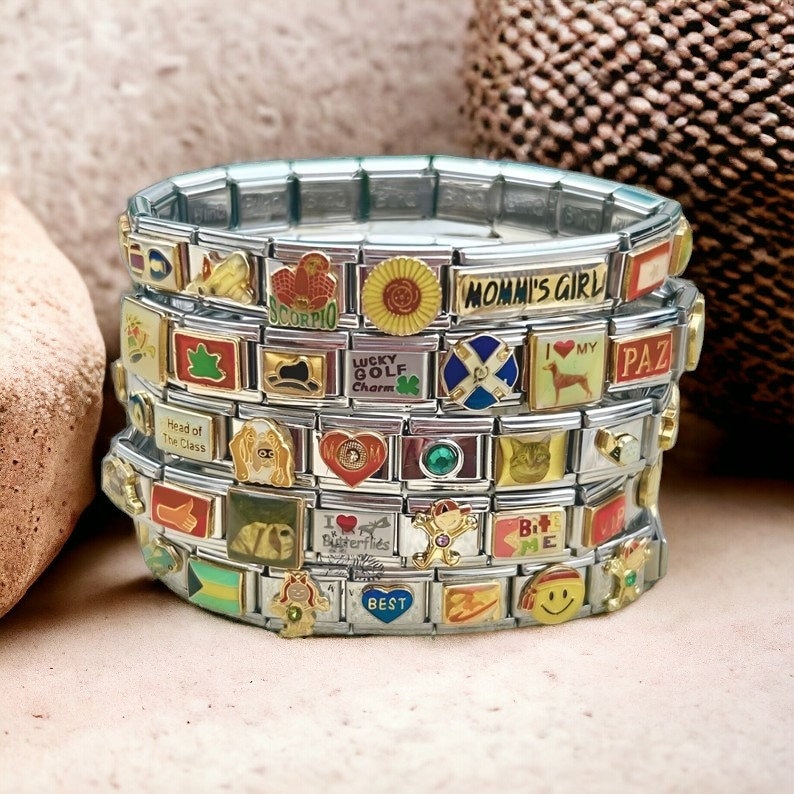 Italian Charm Bracelet, Mystery Italian Charms, Vintage Italian Charms