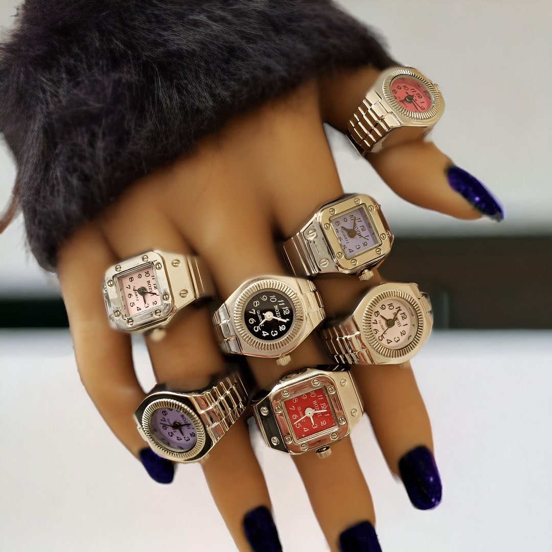 90s Vintage Ring Watch, Y2k Mini Watch Ring, Finger Watch Ring, Unique