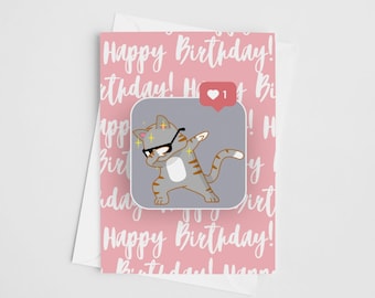 Dab Cat Birthday Card - Funny Birthday Card for him, for her - Cat Meme Birthday Cards