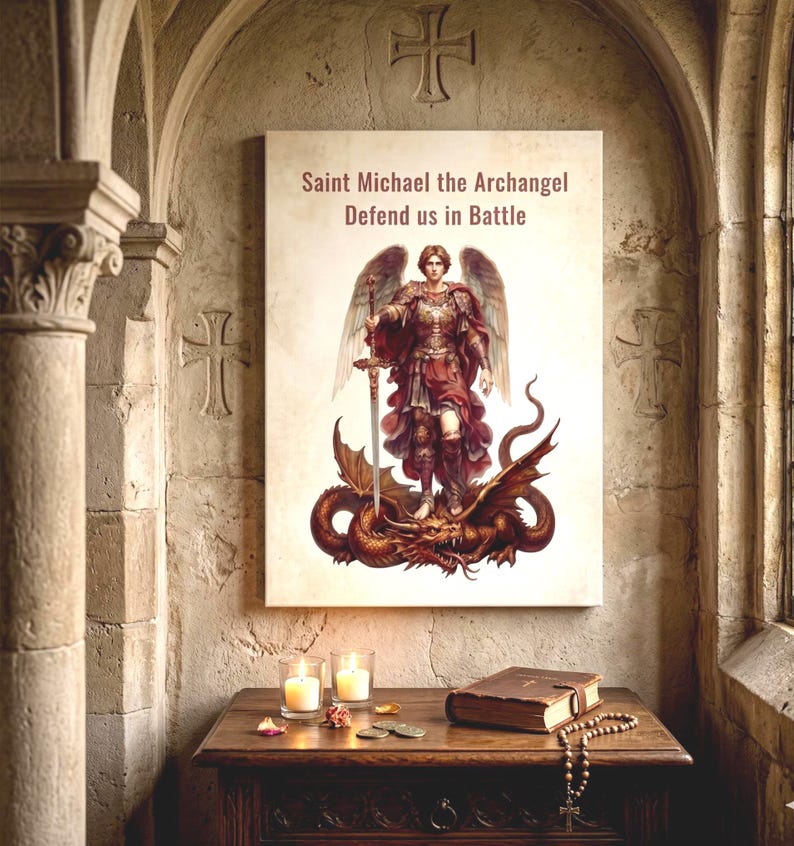 Saint Michael the Archangel Canvas Wall Art - Etsy