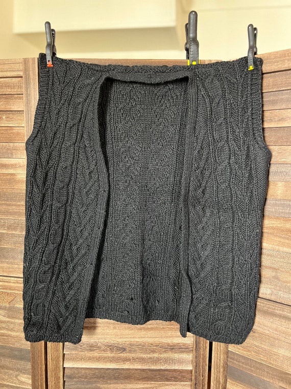 Handmade Dark Grey Wool Sweater Vest -  Size Mediu