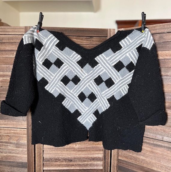Handmade Blue and Black Wool Sweater - Size 2X - image 1