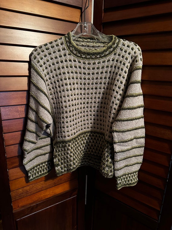 Handmade Taupe Wool Sweater - Size Large