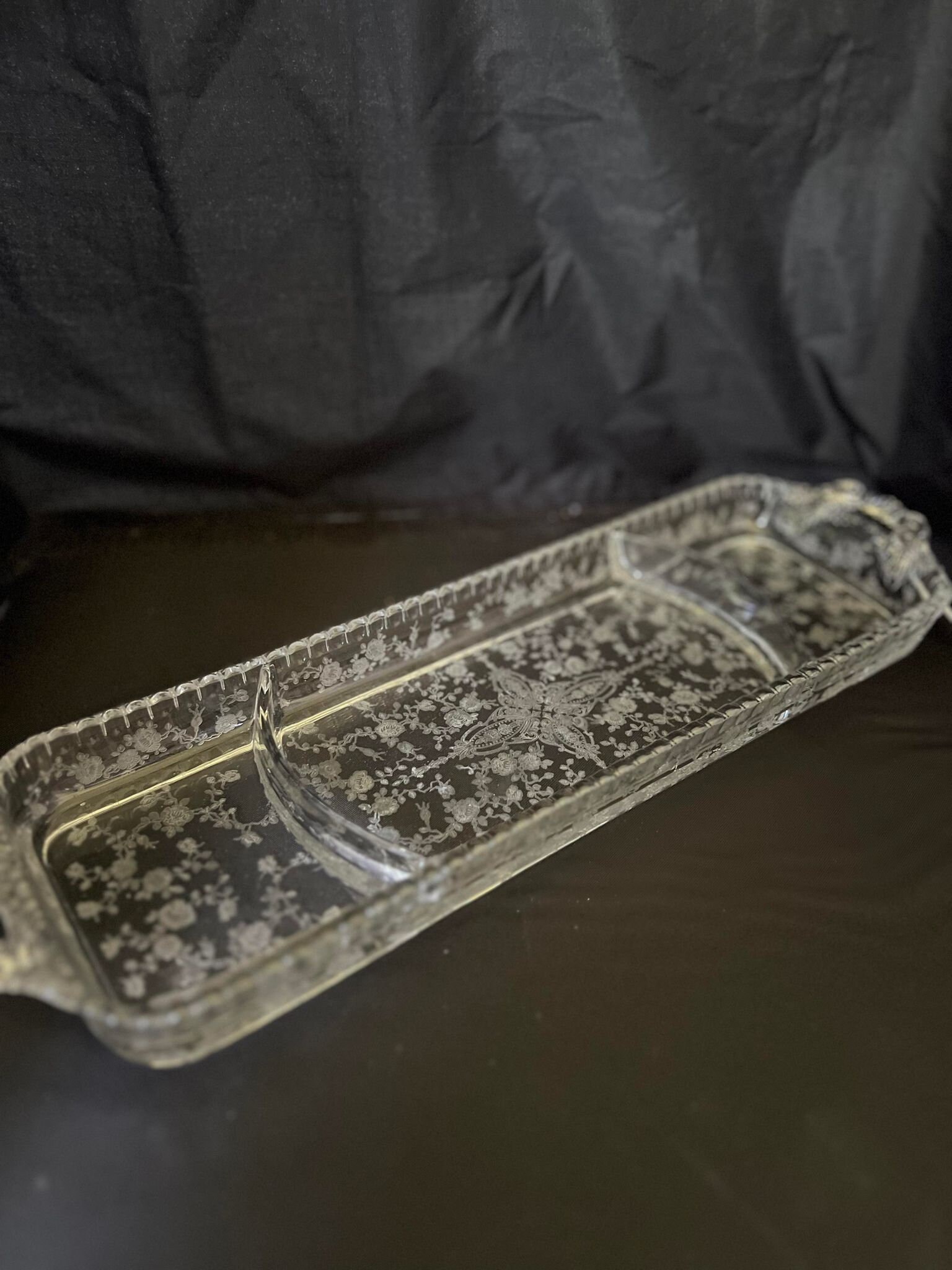 Vintage Rose Point Cambridge Shannon Crystal (Irish) Relish Tray