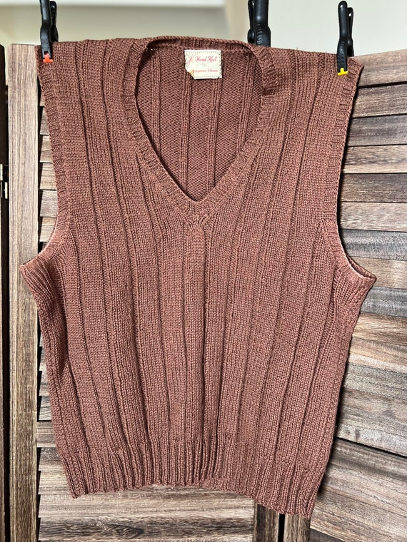 Handmade Brown Wool Vest - Size Small - image 1