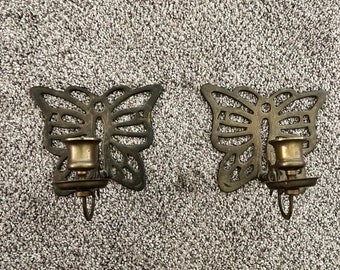 Brass Butterfly Wall Sconce Set