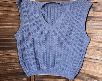 Handmade Blue Wool Sweater  Vest- Size 4X