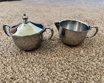 Vintage Danny Wilson Original Chrome Creamer and Sugar Set