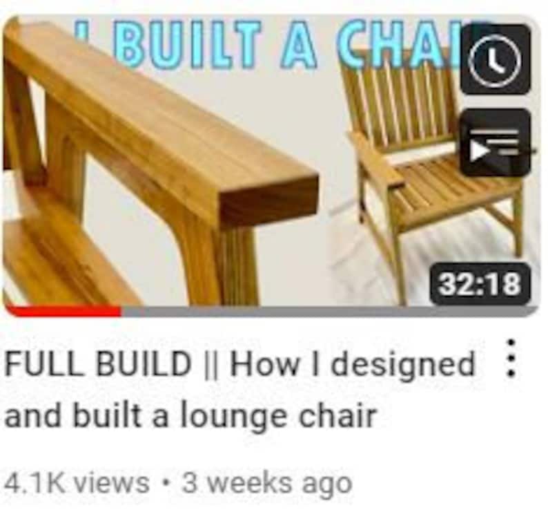 Lounge Chair .PDF Original Design Woodworking DIY Plan With Video