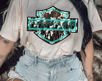 Mala Mamá / HD / estampado de vaca / PNG alternativo / Vaquera Grunge Glam / Diseño de sublimación de chica de campo / Descarga digital Energía rebelde