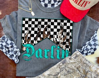 Darlin | cowprint flame | Yallternative PNG | Grunge Glam Cowgirl | Country Girl Sublimation Design | Outlaw Energy Digital Download
