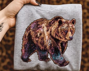 Oso de diamantes de imitación / PNG alternativo / Vaquera grunge glamurosa / Diseño de sublimación de chica de campo / Descarga digital de energía rebelde
