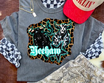 Yeehaw | Leopard | Kuh | Yallternative PNG | Grunge bezauberndes Cowgirl | Landmädchen Sublimationsdesign | Outlaw Energie digitaler Download