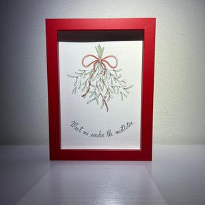 Quadretto natalizio fatto a mano con acquerelli / Idea regalo di Natale / Piccolo dipinto in acquerello a tema natalizio con cornice