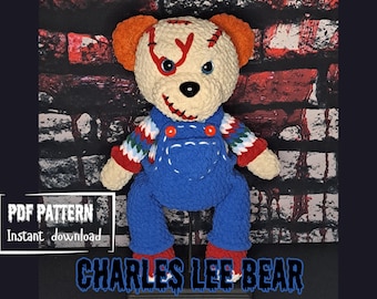 Charles Lee Bear Crochet Pattern, Spooky Horror Teddy (PDF Pattern)