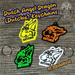 Holenderskie Smoki Aniołów (Dutchies) Furr-Emoticons - Breloczki do kluczy z futra drukowane w 3D (niestandardowe, personalizowane kolory)