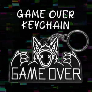 Game Over Protogen Keychain (Glow-in-the-Dark Option available)